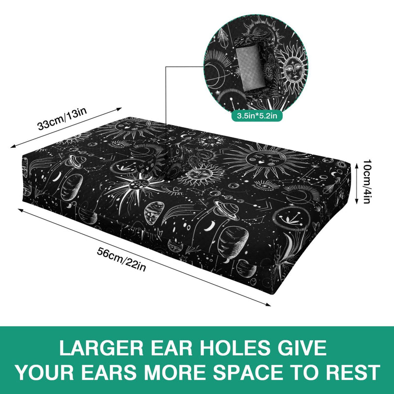 [Australia] - Ear Piercing Pillow for Side Sleepers,Rectangle Design with Big Hole for Ear Protection & Pain Relief,Soft & Breathable,Washable Cover (22x13x4 inches) Black 22"*13"*4" 