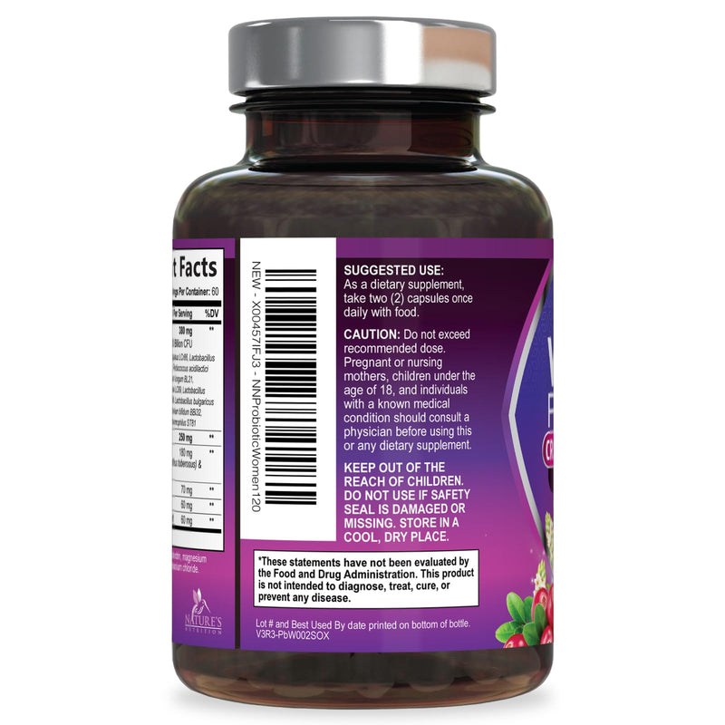 Probiotics for Women 100 Billion CFU Per Serving - 16 Unique Strains, Prebiotics Cranberry & Lactobacillus, PH Balance, Digestive & Gut Health, Vaginal & Immune Support Women's Probiotic, 120 Capsules 120 Count (Pack of 1)