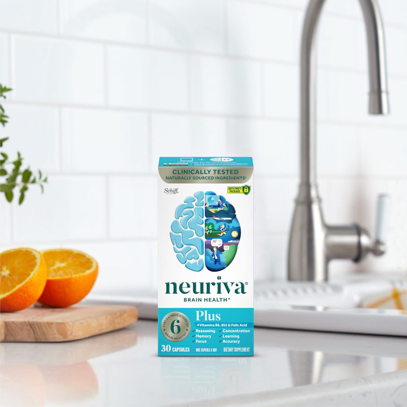 NEURIVA Plus Brain Supplements for Memory and Focus, Clinically Tested Nootropics Neurofactor and Phosphatidylserine, with Vitamin B12, Vitamin B6 and Folic Acid, 30 Count Capsules | Brain Supplements for Memory and Focus, Phosphatidylserine, Vitamin B...