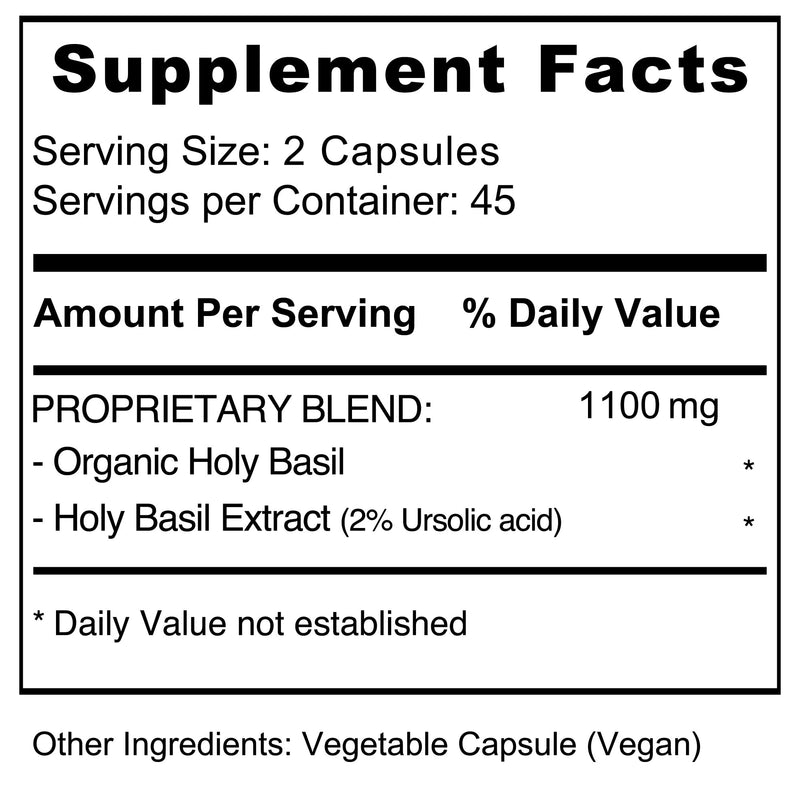 [Australia] - Holy Basil Capsules - Premium Tulsi Holy Basil Supplement - Organic Holy Basil Extract Capsules with Tulsi Powder - Ayurvedic Herb Alternative to Holy Basil Tincture -90 Vegan Capsules 