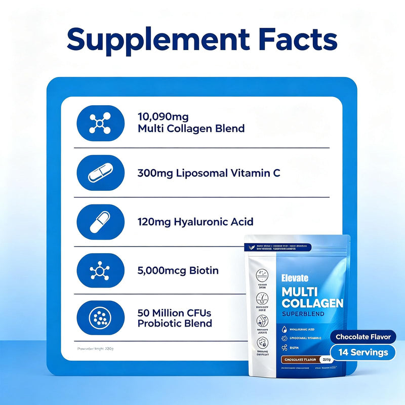 Elevate Multi Collagen Powder for Women Chocolate, for Women's Daily Care