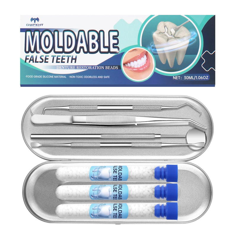 [Australia] - Tooth Repair Kit, Moldable False Teeth, Tooth Replacement Missing Teeth, Teeth Filling Kit Permanent with 4 Dental Tool, Tooth Repair Kit for Broken Teeth, Temporary Tooth Filling Kit, Moldable Teeth 