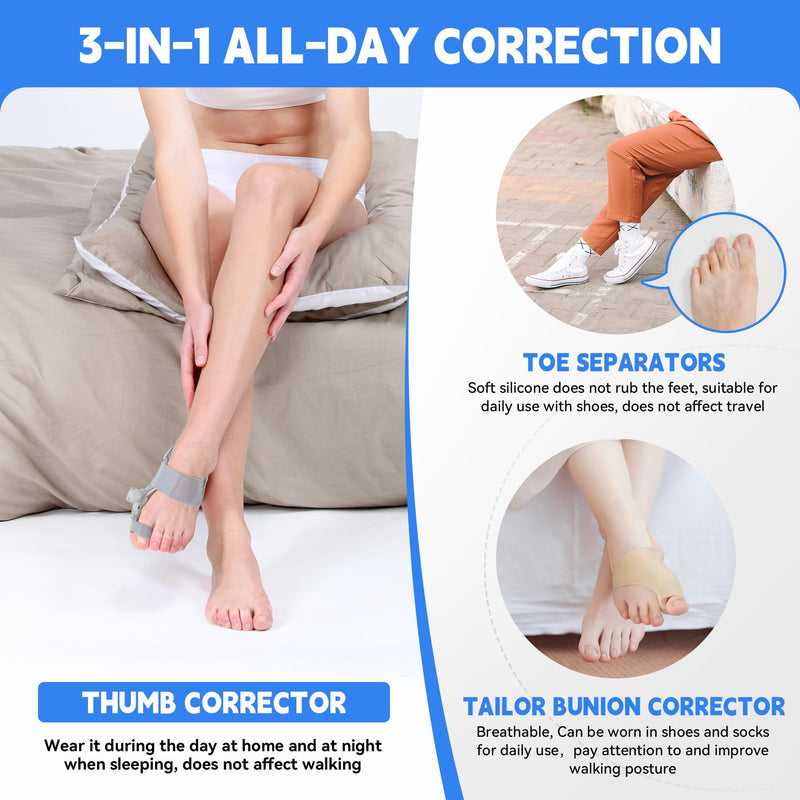 [Australia] - Bunion Corrector for Men & Women, Left Foot Big Toe Straightener, 3-in-1 Complete Set of Relief, Bunion Splint for Bunion Fix, for Bunions and Hallux Valgus (Left Foot) Left Foot 1pcs 