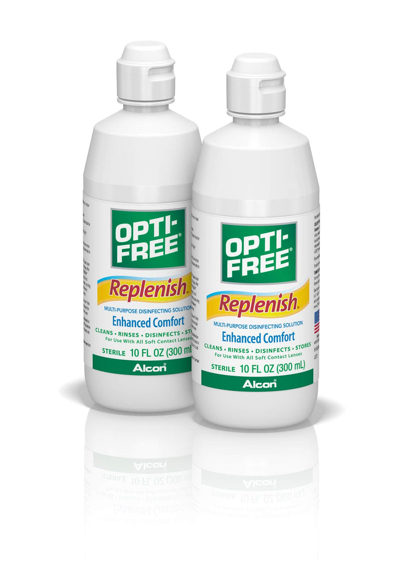 Opti-Free Replenish Multi-Purpose Disinfecting Solution with Lens Case Twin Pack (2 Count) and Opti-Free Puremoist Rewetting Drops