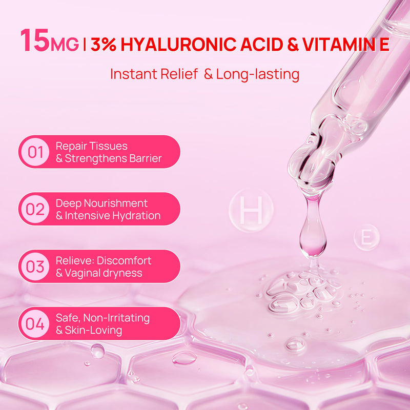 Vaginal Moisturizer, 15mg Hyaluronic Acid, 3% Vitamin E, 21 Count | Relieves vaginal dryness, balances pH, eases discomfort and controls odor with long-lasting formula for women 21 Count (Pack of 1)