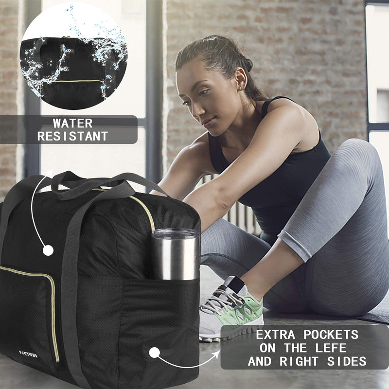 F.FETIVIN Foldable Travel Duffel Bag Floral Weekender Overnight Bag for Women Girls carry on Luggage Bag