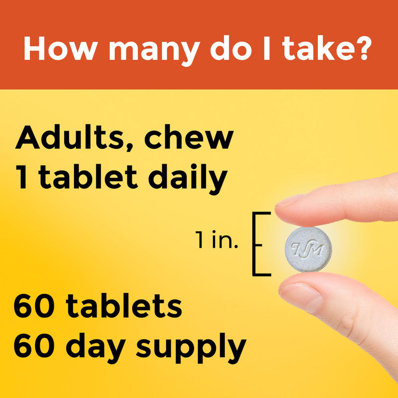 Nature Made Chewable Vitamin C 500 mg for Immune Support, 60 Tablets | Dietary Vitamin C Supplement for Immune Support and Antioxidant Support, Orange Flavored Chewable Tablets, 60 Day Supply 60 Count (Pack of 1)