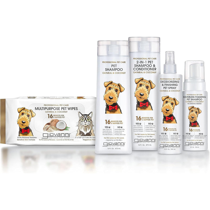 GIOVANNI Professional Foaming Waterless Pet Shampoo - Oatmeal & Coconut Helps Neutralize Odors, Cleanses, Silkens, Controls Static, Freshens Fur - 8 oz 8 Fl Oz (Pack of 1) - PawsPlanet Australia