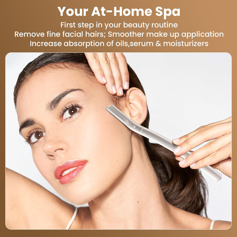 [Australia] - Eyebrow Razor Dermaplaning Tool with 10 Blade Refills Exfoliating Face Razors for Women Facial Razor for Peach Fuzz and Eyebrow Hair Removal Silver 
