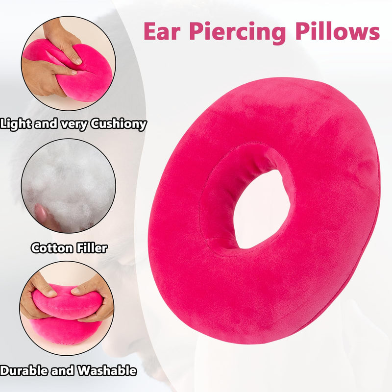 [Australia] - Piercing Pillow for Side Sleepers, Soft and Comfortable Donut Pillow, Ear Pillows with Holes for Ear Pain, Piercing, Pain Relief Sleeping, Pressure Sore, Ear Pressure Relief (Pink) Pink 