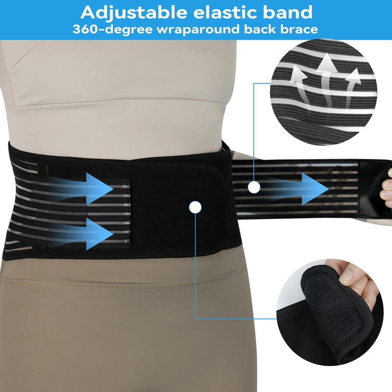 Back Braces for Lower Back Pain Relief, Lumbar Support Belt for Men Women | Adjustable Tourmaline waist belt, Self Heating & Soothing Waist Band, Lumbar Support Belt for Herniated Disc/Sciatica Black-1 Large