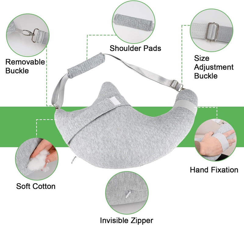 [Australia] - Shoulder Surgery Pillow, Rotator Cuff Pillow for Side Sleeper, Shoulder Pain Relief Removable with Shoulder Strap Support Arm Pillow for Side Sleep and Post Surgery (Light Grey) Light Grey 