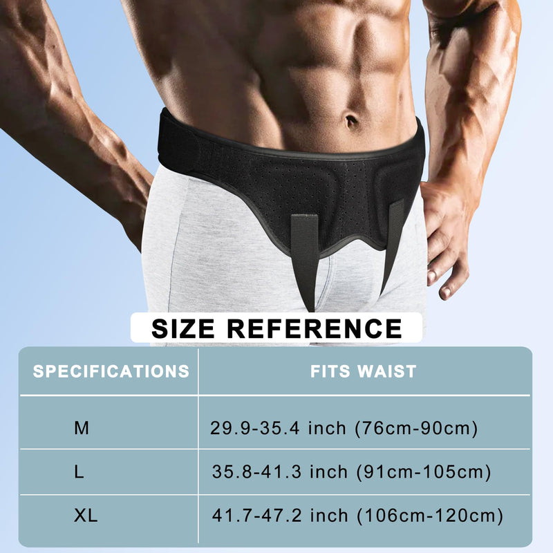 Poedist Hernia Support Belt for Men or Women for Double Inguinal or Other Hernias with Removable Pads, Adjustable Waist Belt for Abdominal Compression (Large 35.8-41.3 Inch) L