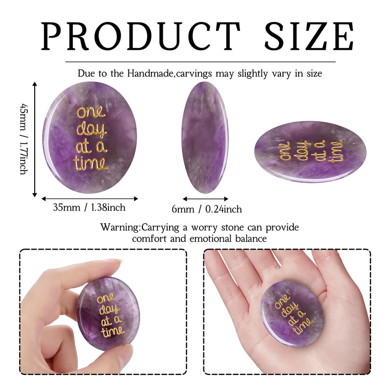 [Australia] - QINJIEJIE Amethyst Crystals Thinking of You Gifts for Anxiety Relief Items You Got This One Day at A Time Inspirational for Best Friend Encouragement Gifts for Women Sobriety for Men 