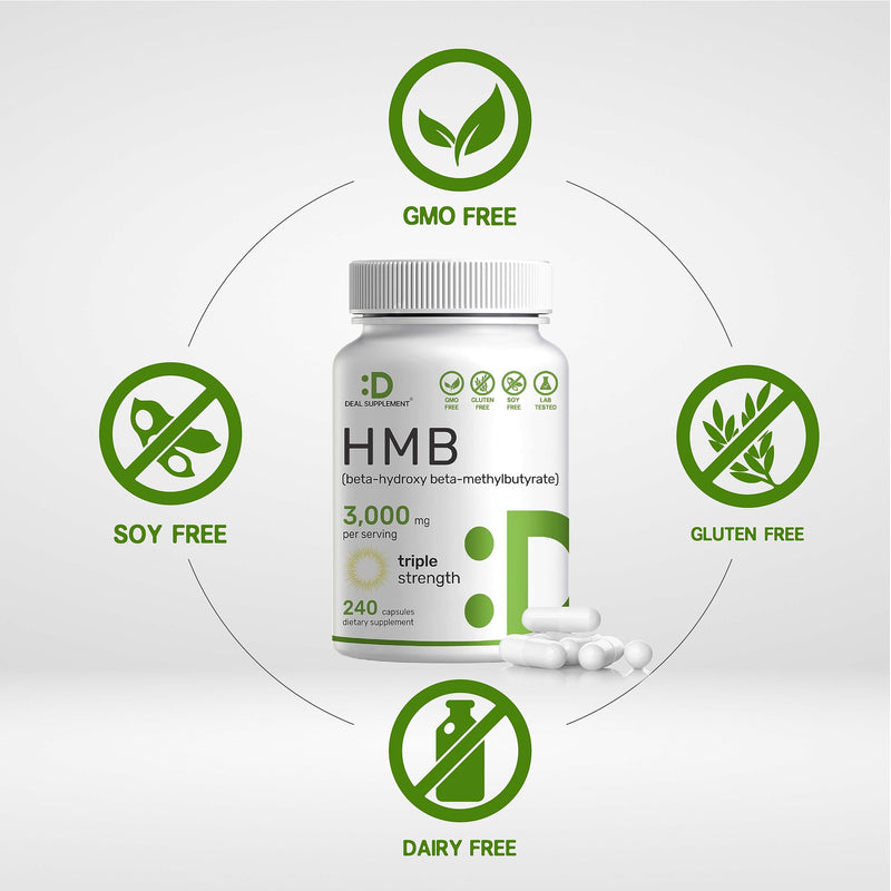 [Australia] - DEAL SUPPLEMENT Ultra Strength HMB Supplements 3,000mg Per Serving, 240 Capsules | Third Party Tested | Supports Muscle Growth, Retention & Lean Muscle Mass | Fast Workout Recovery HMB 3000mg 