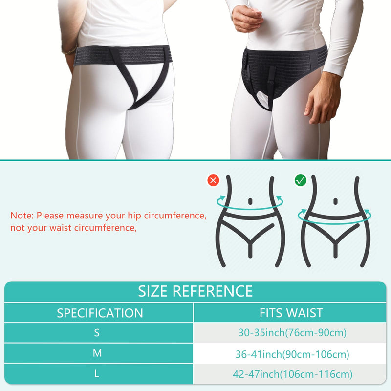 [Australia] - Hernia Belts for Men Inguinal, Groin Brace Hernia Support for Bilateral Hernia, Groin Hernia Truss for Groin Pain Relief, Medical Hernia Guard with 4 Compression Pads, Adjustable Waist Guard - L Large 