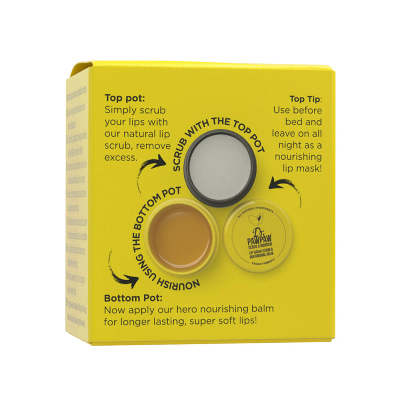 [Australia] - Scrub & Nourish Lip Scrub and Balm Duo with Papaya, Aloe Vera and Olive Oil, 100% Natural Two Step Treatment (50 ml) 