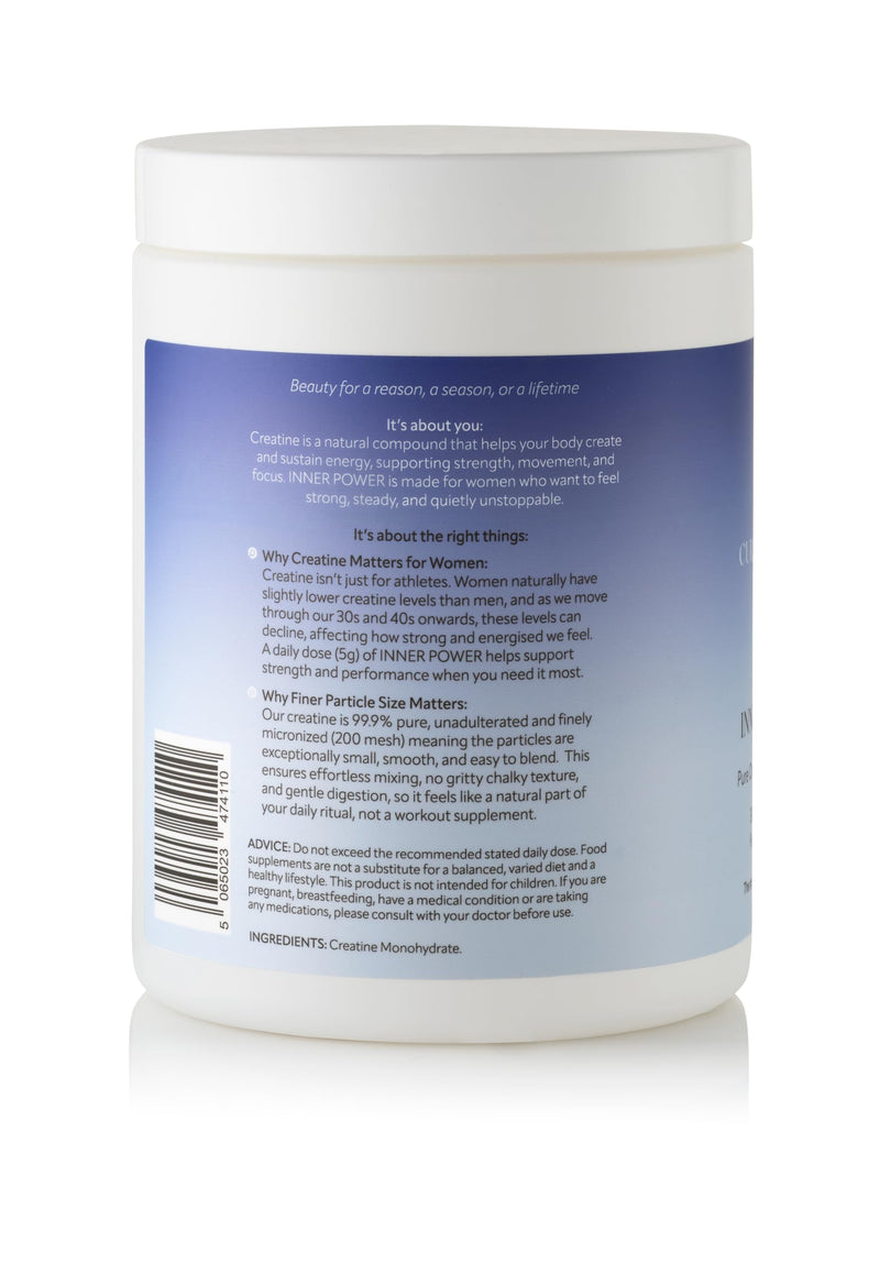 Inner Power Pure Creatine Monohydrate, 300g, 60 Servings, Women's Food Supplement, Fine 200 Mesh Powder, Unflavoured, Gluten and Dairy Free
