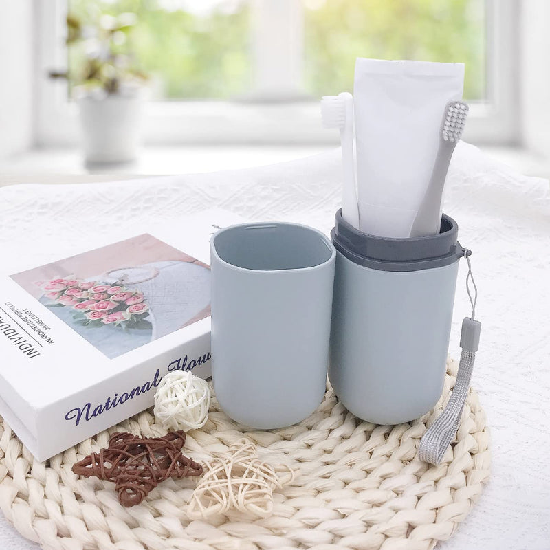 [Australia] - HEIPINIUYE Light Blue Travel Toothbrush Holder, Toothbrush and Toothpaste Travel Case Portable Toothbrush Holder with Cover for Traveling Bathroom Business Camping School 