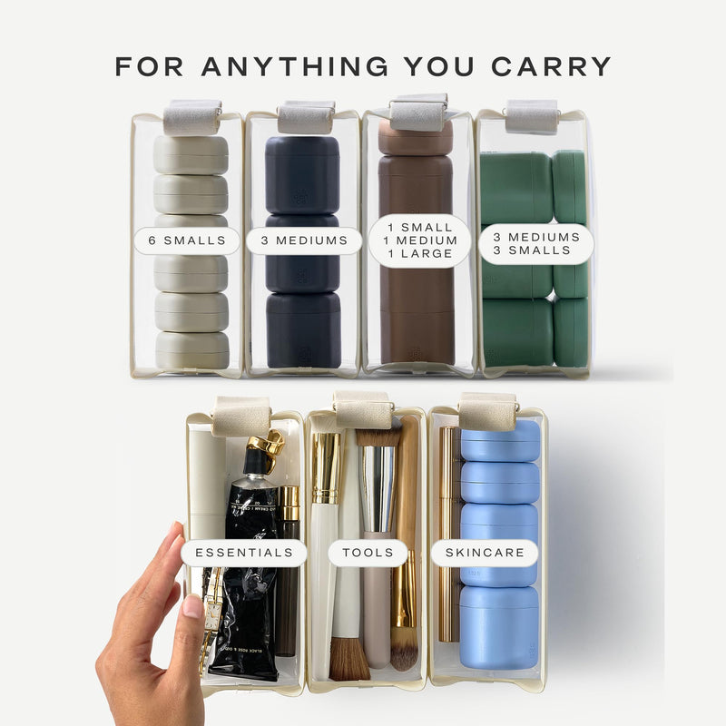 Cadence Parcel - Clear Travel Kit with Zipperless Magnetic Closure - Pebble, Small - Durable, Leak-Resistant and TSA Approved Toiletry Bag - Modular Organization - Recycled TPU (.5 Qt)