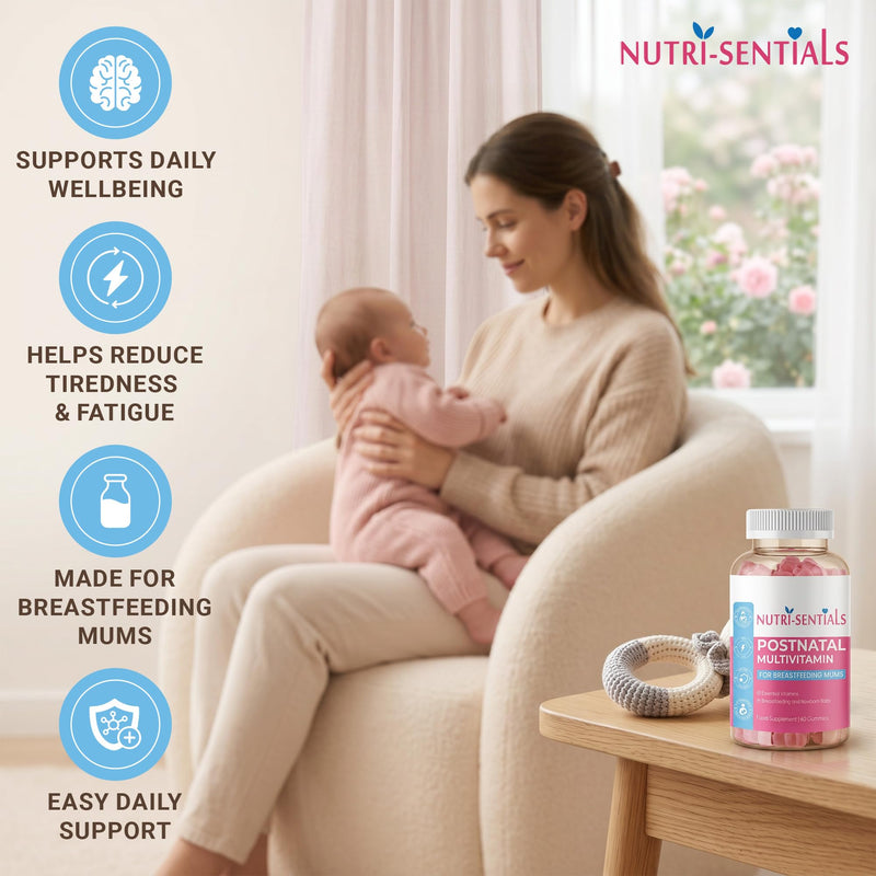 Postnatal Vitamins Gummies- Multivitamin Breastfeeding Supplement for Mums- New Mum Vitamins for Energy, Immunity & Breastfeeding Support- Organic Lactation Supplement- 60 Gummies