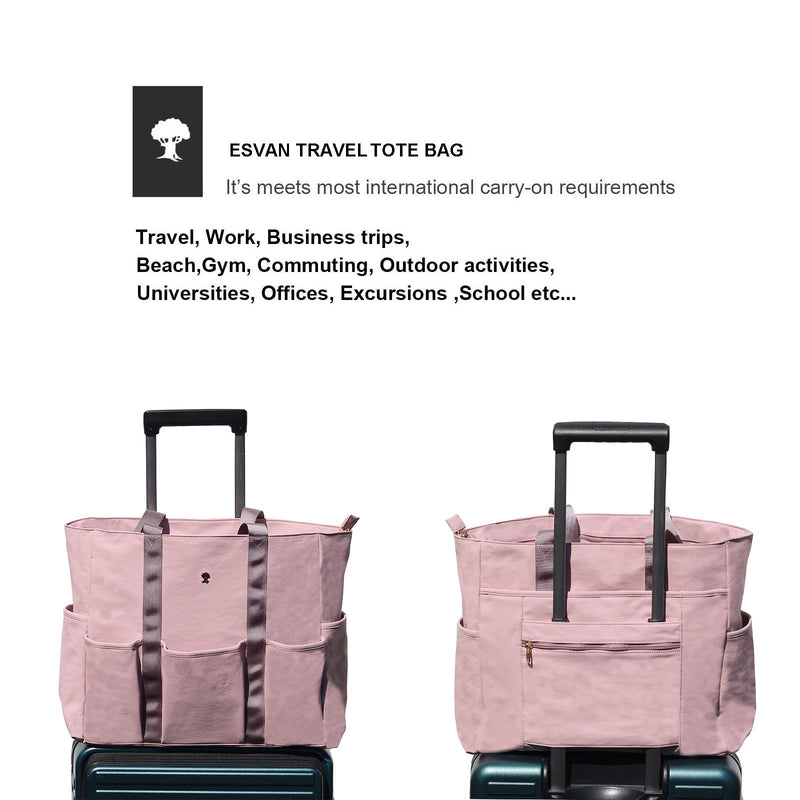 ESVAN Utility Tote Bag Weekender Duffle Bag with 13 Pockets - Perfect for Travel, Work, Gym, Beach, Teachers, and Nurses Pinkish Purple