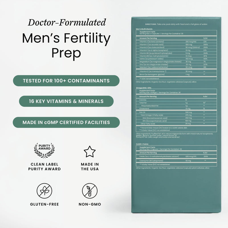 Perelel Mens Daily Multivitamin with Omega 3, CoQ10, & Folate | Mens Wellness, Nutritional, & Fertility Support for Any Life Stage, Soy & Gluten Free, Non-GMO, 30 Daily Pill Packs