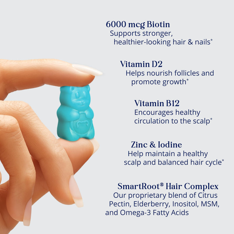 SugarbearPRO Hair Vitamin Gummy 14 Day Supply Extra Strength Biotin 6000mcg, Growth for Men & Women, Vegan Vitamin B12, MSM, Inositol, Omega 3, Elderberry, Certified Kosher, Halal, Cruelty-Free