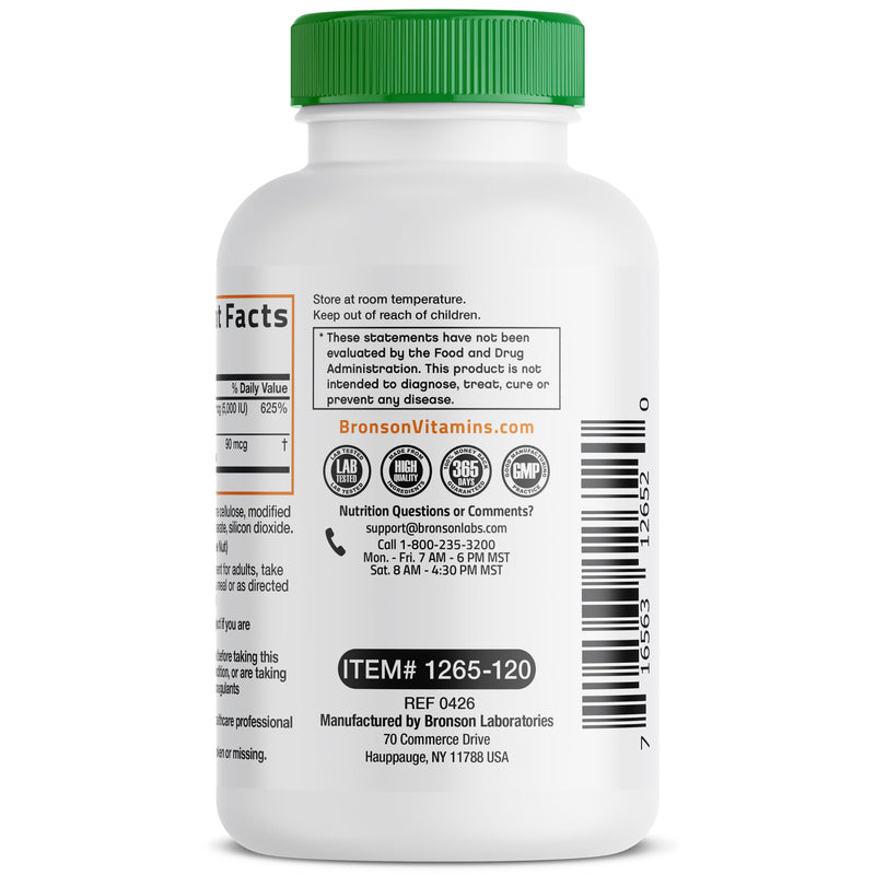 Bronson Vitamin K2+D3 Vegan 2 in 1 Support Vitamin K2 As MK-7, 120 Capsules | Vegan 2-in-1 Immune, Bone & Heart Health Support Formula, Gluten Free, Non GMO 120 Count (Pack of 1)