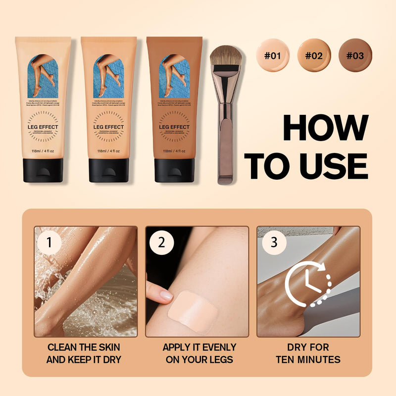 [Australia] - Leg Makeup Waterproof with Brush, No Transfer Body Makeup for Legs Full Coverage Waterproof Concealer, Scar & Tattoo Cover Up for All Skin Tones, Long Lasting Makeup (#02) #02 