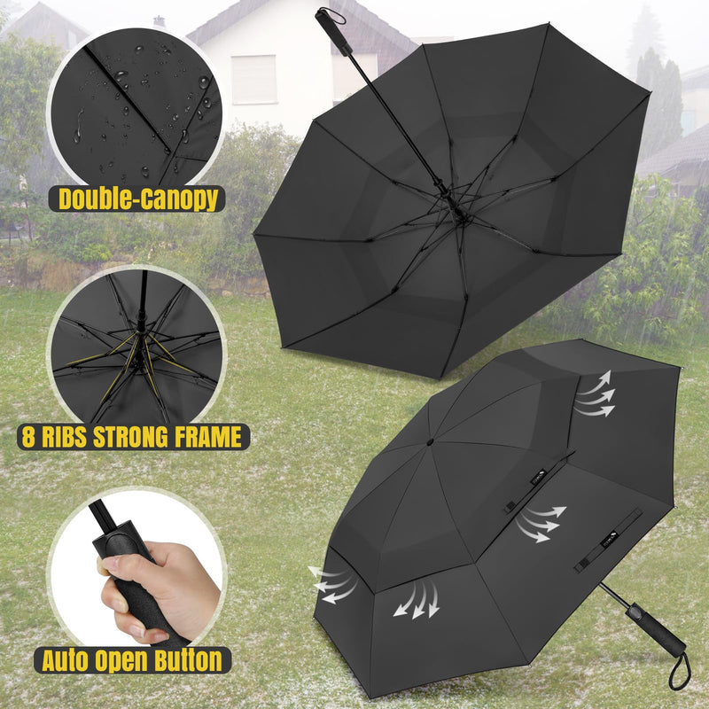 ZOMAKE Travel Umbrella Compact - 45/62 Inch Portable Collapsible Umbrellas for Rain Windproof - Paraguas Automatic Small Folding Umbrella Lightweight Packable Umbrella for Women Men(Navy Blue&Black)