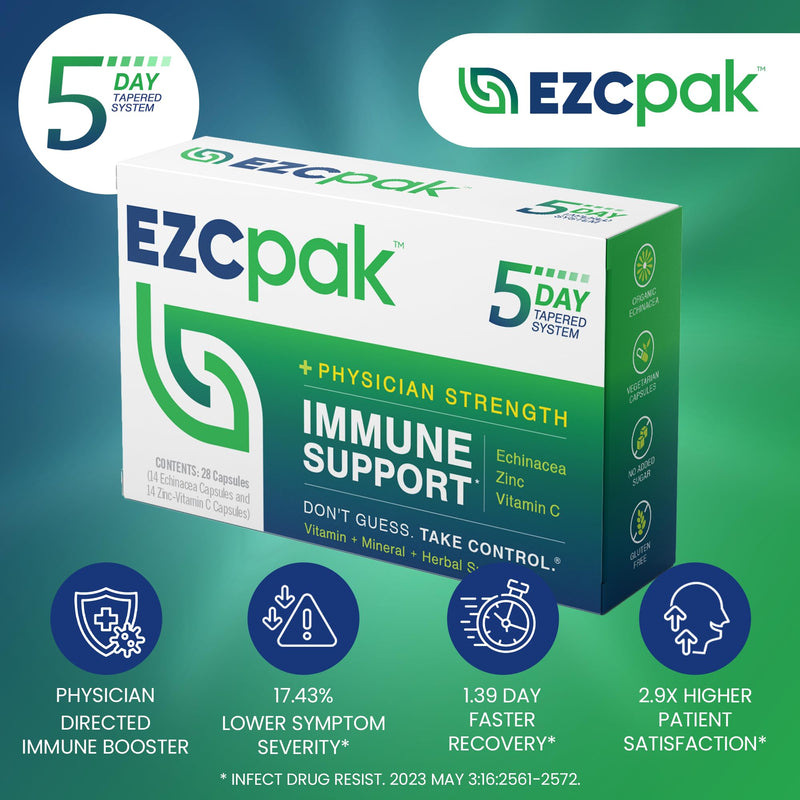 [Australia] - EZC Pak 5-Day Tapered Immune Support Booster - Vitamin Immune Support Supplement, Echinacea, Zinc Vitamin C, Vitamins for Immune System Support, Immune Boosters for Adults - Immune Support Vitamins 1 Count (Pack of 1) 