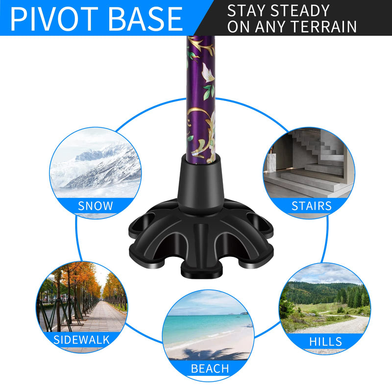 [Australia] - Walking Cane LIXIANG Cane for Man/Woman | Mobility & Daily Living Aids | 5-Level Height Adjustable Walking Stick | Comfortable Plastic T-Handle Portable Walking Stick Folding Cane Purple printing 