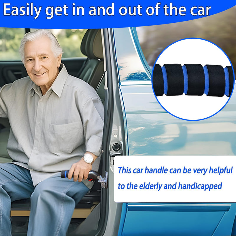 [Australia] - Car Door Handle for Elderly Car Assist Support Handle Multifunction Car Door Latch Bar for Seniors and Handicapped Blue - 1 Pack Handle + Strap 