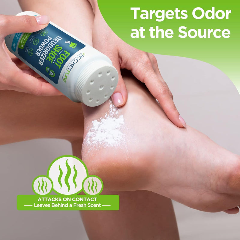 Rocket Pure Natural Foot and Shoe Deodorizer Powder, Deodorant and Odor Eliminator for Men and Women, Smell Remover, Formulated with Essential Oils, Made in the USA, Eucalyptus, 4 oz, (Pack of 2) 4 Ounce (Pack of 2)