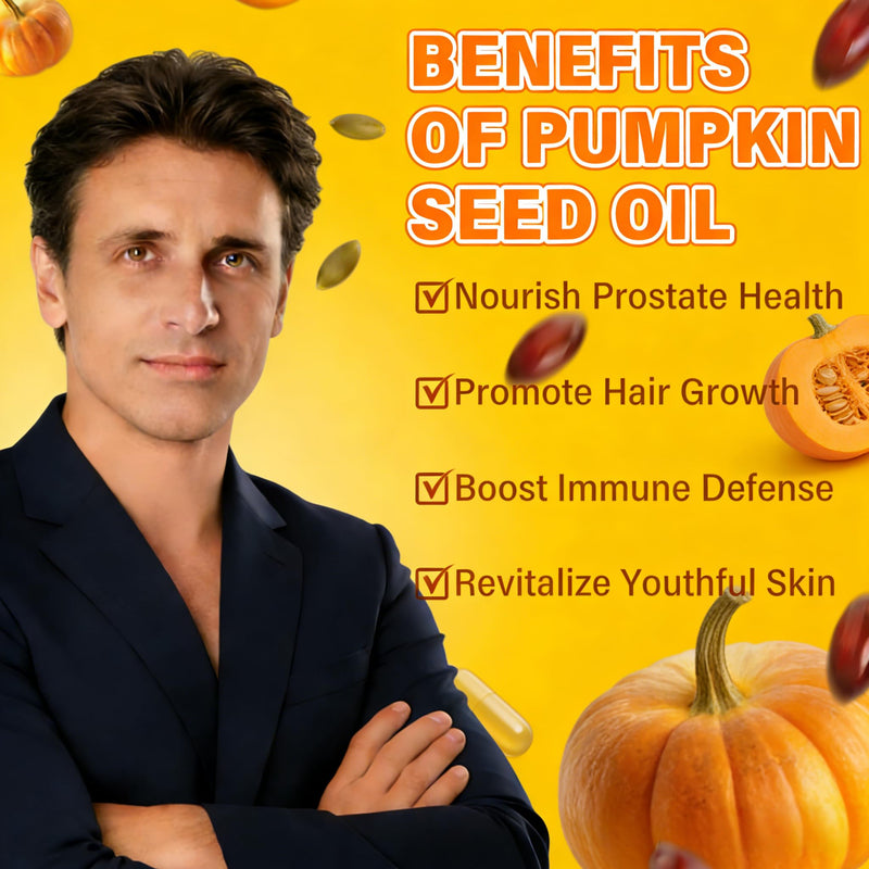 Pumpkin Seed Oil 300 Capsules- Cold Pressed Pumpkins Seed Oil for Hair Growth - Supports Hair, Heart, Skin Supplement - Non-GMO-Gluten Free