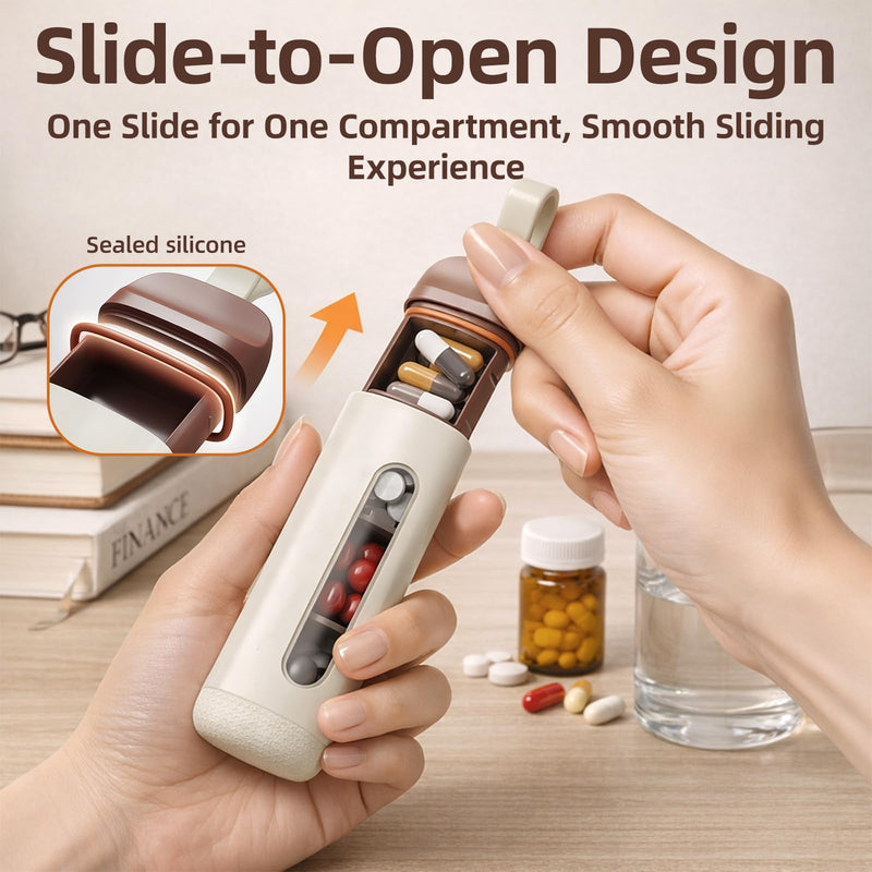Mini Pill Organizer, 3 Compartments Airtight Travel Pill Box | Food-grade ABS pill case with airtight design, 3 compartments for organizing daily medication, vitamins and tablets on the go White