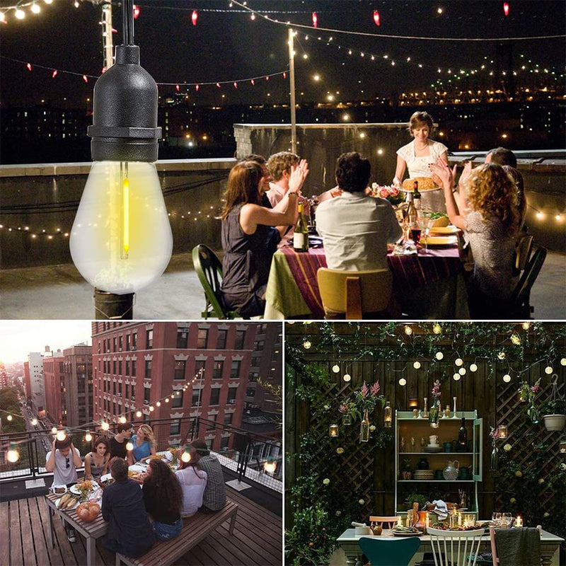 [Australia] - Jslinter 24-Pack LED 1W String Light Bulbs, S14 Plastic Shatterproof Edison Vintage Style Replacement 1 Watt Outdoor 2200K, Waterproof, Warm White Equivalent to 11w, e26 Base 24 Count (Pack of 1) Warm-white 