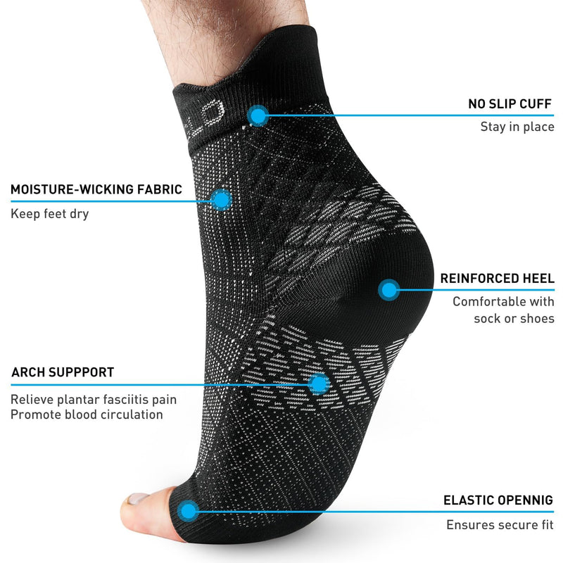 [Australia] - HUEGLO 4 Pairs of Ankle Support Plantar Fasciitis Socks Orthopedic Compression Socks Neuropathy Ankle Support Arthritis Achilles Tendon Bandage Plantar Fasciitis Foot Bandages Ankle Sports Black L 