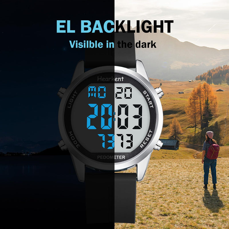 [Australia] - Pedometer Watch for Walking for Senior Non Bluetooth No App Required with Steps Calories Counter and LCD Large Numbers black 