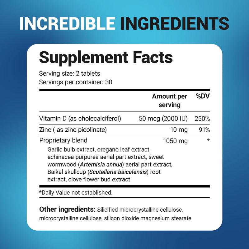 Dr. Berg Emergency Immune Support w/Echinacea - Potent Blend of Herbal Extracts (Warning: Strong Herbal Smells) - Immune Support Supplement Includes 2,000 IUs of Vitamin D & 10mg of Zinc - 60 Tablets With Trace Minerals