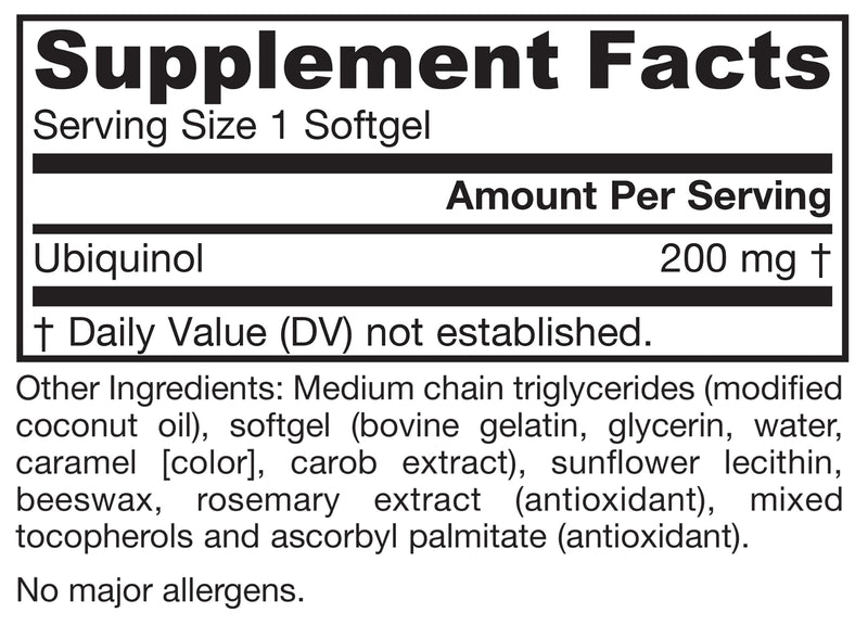 Jarrow QH-Absorb CoQ10 200mg, Ubiquinol Co Q 10 Supplement, 60 Softgels | Mitochondrial Health Support, Cardiovascular Health Support, Ubiquinol Co-Q10, Better Absorption, Non-GMO, Gluten-Free Unflavored 60 Count (Pack of 1)