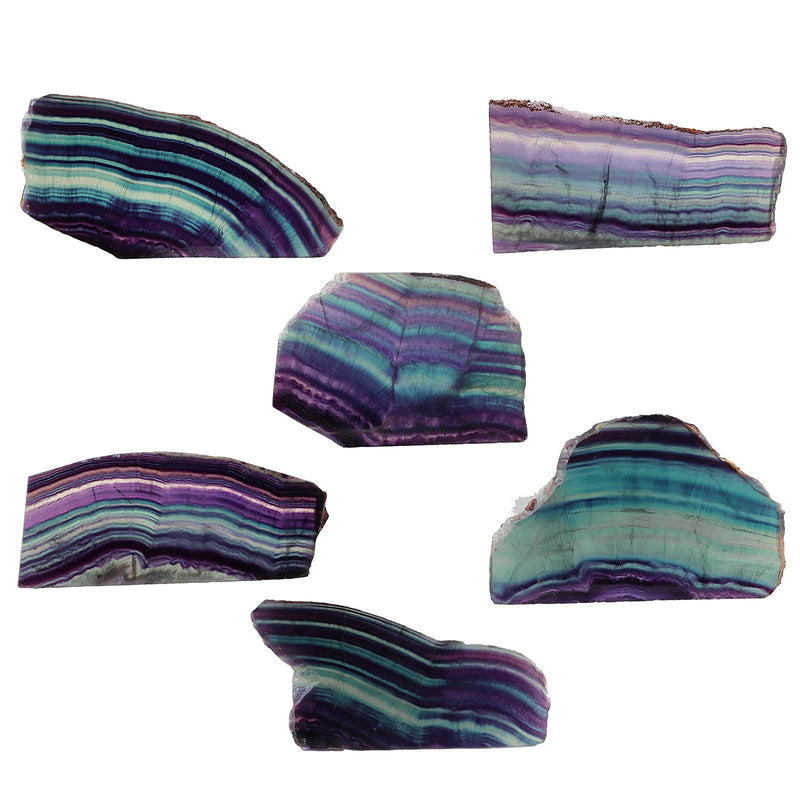 SUNYIK Natural Fluorite Slice with Wood Stand Irregular Fluorite Slab Stone Mineral Specimen Decor Display for Window Home Office