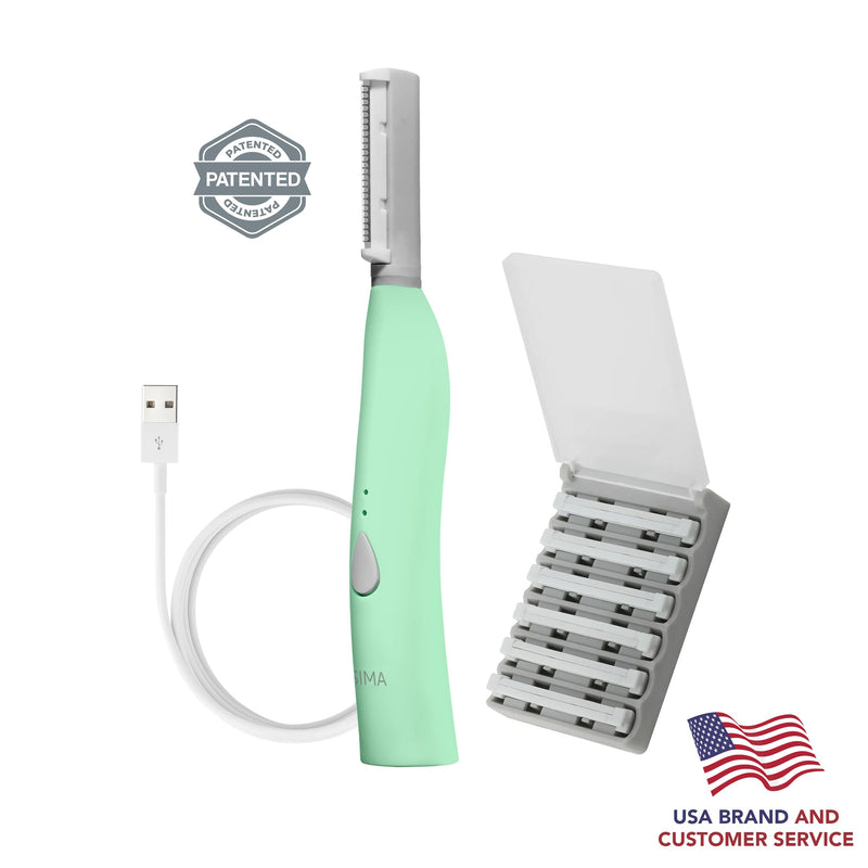 SPA SCIENCES - SIMA Patented Dermaplane Razor for Women Face – Painless 2-in-1 Facial Exfoliation & Peach Fuzz Hair Removal – Anti-Aging – 3 Speeds – Rechargeable – 7 Weeks Treatment Mint