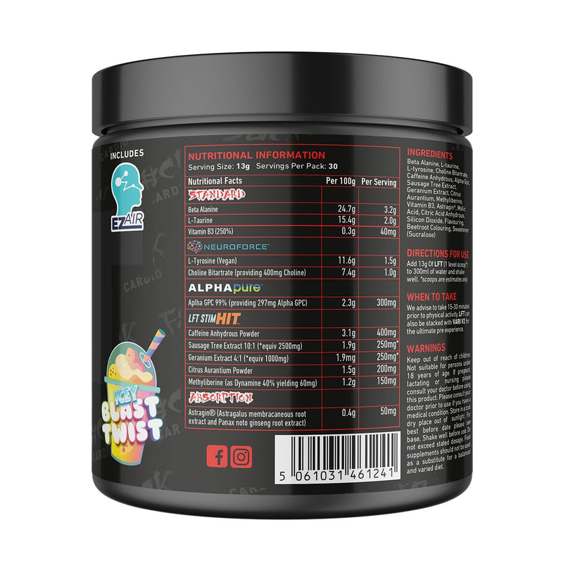 TWP Nutrition Platinum Series LFT V2, High Stim Strong Pre Workout, 390g and 30 Servings, 9 Great Flavours (ICY Blast Twist) Icy Blast Twist