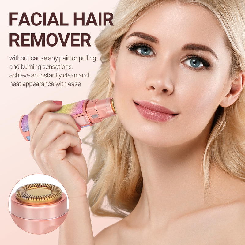 [Australia] - Facial Hair Removal for Women, Electric 2 in 1 Face Shaver and Eyebrow Trimmer, Rechargeable Nose Hair Trimmer for Women, Face Razor with Built-in LED Light Pink 