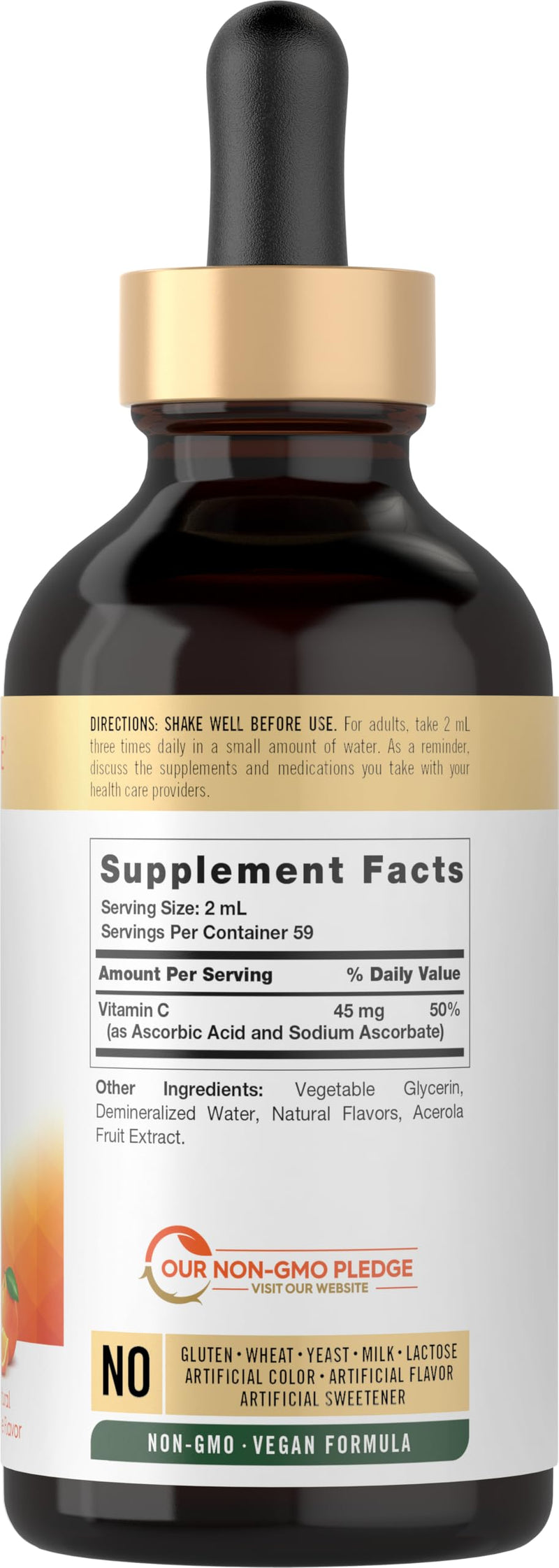 Carlyle Vitamin C Liquid Drops | 4 fl. oz | Ascorbic Acid and Sodium Ascorbate | Orange Flavor | Vegan, Non-GMO, Gluten Free Supplement