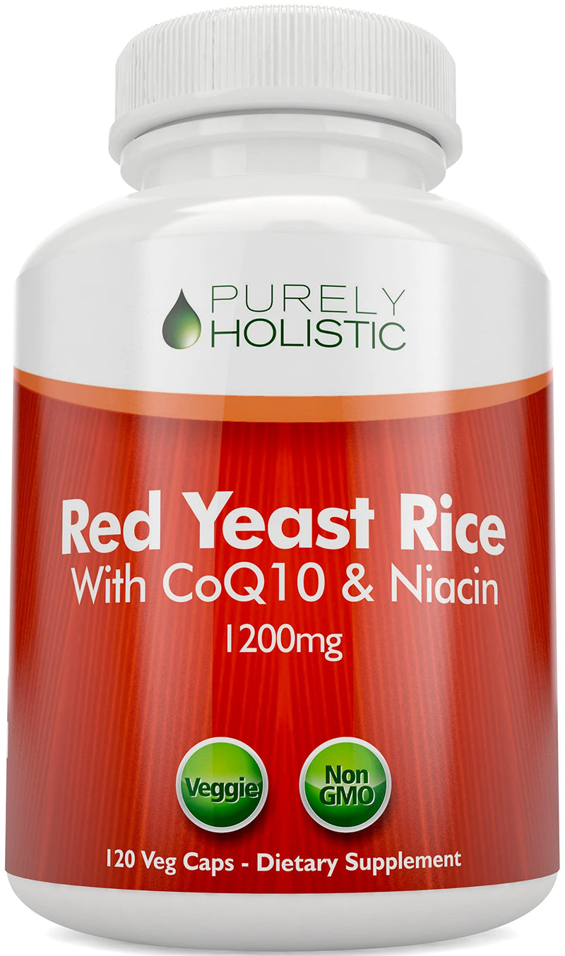 Purely Holistic Red Yeast Rice 1200mg with CoQ10 & Niacin + Magnesium Glycinate 400mg - 120 Capsules + 270 Tablets - Made in USA