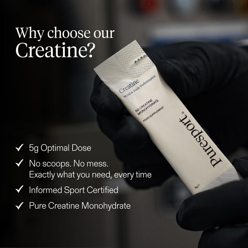 Puresport Creatine Monohydrate Powder (30 Sachets), 5g Micronised Unflavoured Creatine Supplement for Women & Men, Improves Strength & Recovery, Informed Sport Certified, Travel-Friendy 30 Pack