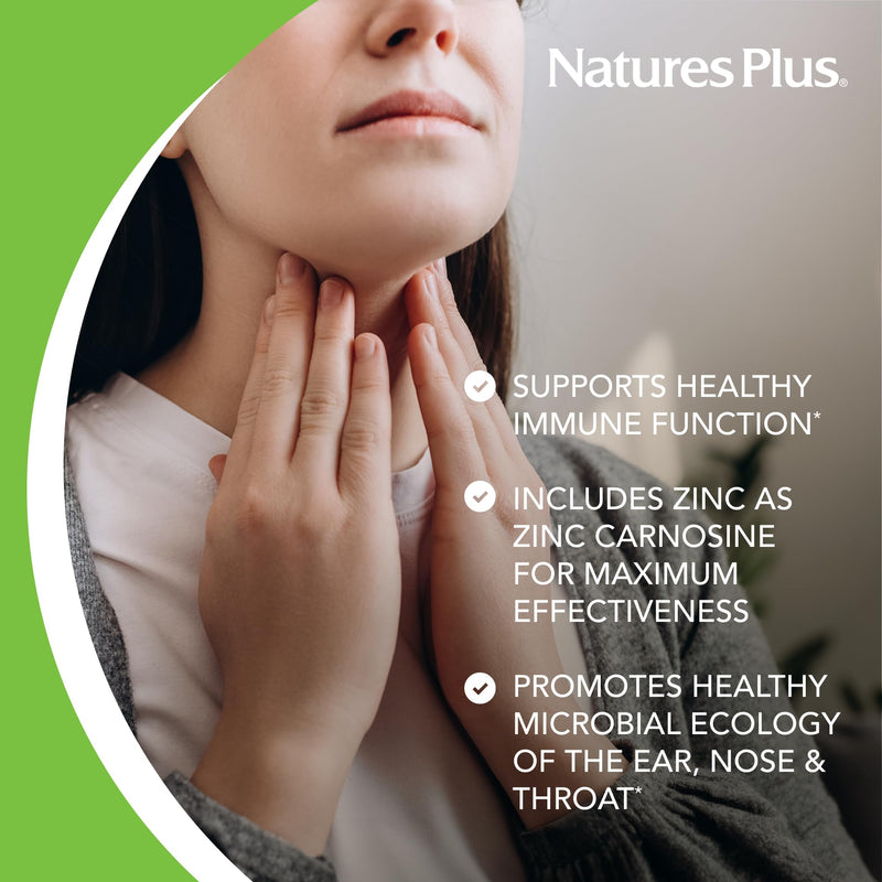 NaturesPlus Adult's Ear Nose Throat Lozenges with K12 Probiotics - 60 Lozenges - Natural Tropical Cherry Berry Flavor - Immune Function & Upper Respiratory Support - Gluten Free - 30 Servings